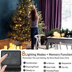 Christmas Lights Outdoor 105FT 300LED String Lights Waterproof Plug in LED Lights Warm White for Christmas Tree/ Bedroom/ Party Decoration with 8 Modes Memory Function 100% UL Listed