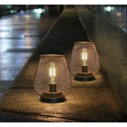 JHY DESIGN Set of 2 Metal Cage LED Lantern Battery Powered Cordless Accent Light with LED Great for Weddings Parties Patio Events for Indoors Outdoors