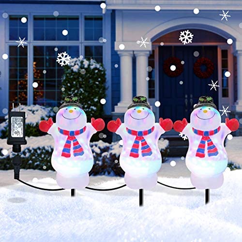 Christmas Decorations Snowman Pathway Light Outdoor, Waterproof Landscape Path Lights Decor 3 in 1 Outdoor Stake Decoration for Patio, Yard, Garden, Lawn Decoration