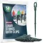 Christmas Light Yard Stakes [Set of 50] Outdoor Light Stakes - 8.5'' Tall - Universal Christmas Pathway Lights On Yards, Driveways - Christmas Yard Stakes - Driveway Christmas Light Stakes - USA Made