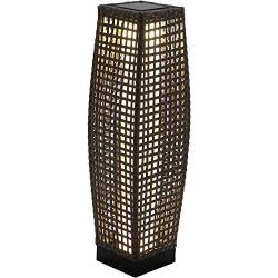 Grand Patio Outdoor Solar Powered Resin Wicker Floor Lamp, Outdoor Weather-Resistant Deck Light, for Garden or Porch (Black)