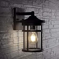 Safavieh PLT4001A Lighting Senta Black Metal Wall (LED Bulb Included) Outdoor Lantern