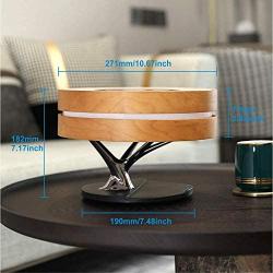 Dermall Touch Lamp ,Bedside Dimmable Lamp,Built-in Bluetooth Speaker and Fast Wireless Charger, Multi-Function Maple Nightstand Lamp with Sleep Mode and Digital Clock for Bedroom,Living Room