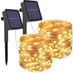 kolpop Solar String Lights 2Pack 240LED Total Solar Powered Fairy Lights Outdoor 8 Modes Copper Wire Decoration Christmas Lights Waterproof for Garden Yard Camping Patio Trees Party Deco(Warm White) …