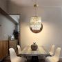 Crystal Chandelier Raindrop Modern Island Pendant Light Gold Linear Hanging Ceiling Lamp Fixture for Kitchen Island Hallway Dining Room Bedroom Living Room (2-Pack)