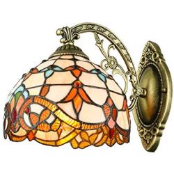 BAYCHEER HL457824 Tiffany Style Colorful Glass Shade Wall Sconce Lighting Vintage Wall Sconce Lamp Fixture One Light Dragonfly Night Light