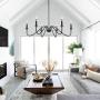 APBEAMLighting Candle Ceiling Hanging Light Black Industrial Metal Chandelier for Dining Room Farmhouse 6 Lights