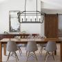 Untrammelife 5-Light Linear Pendant Light Fixture, Kitchen Island Lighting, Openwork Linear Chandelier with Adjustable Height in Coal Black Finish