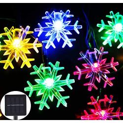 Inngree Solar Christmas String Lights 20 ft 30 LED 8 Modes Solar Snowflake Outdoor Waterproof Powered Fairy String Lights For Home Garden Parties Patio Yard Christmas Tree Decorations (1Pack,Multicolo