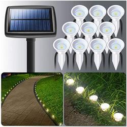 DenicMic Solar Ground Path Lights - 10 LED Solar String Pathway Lights Outdoor Waterproof ,Solar Powered Landscape Inground Lights for Yard Patio Garden Lawn Walkway Driveway, Bright 15 Lumens- White