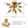 Modern Flush Mount Ceiling Light 8 Lights E26 Base Mid Century Brass Sputnik Chandeliers Semi Flush Mount Ceiling Light Fixture for Kitchen Dining Room Living Room Bedroom