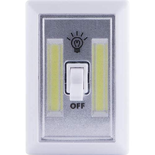 Lights By Night Wireless LED Light Switch, Battery Operated, 100 Lumens, Manual On/Off Toggle Switch, Portable Light Switch, Wireless, Easy to Use Stick-On LED Lights, No Wiring Needed, White, 39641