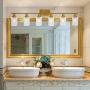 MELUCEE 6-Light Modern Bathroom Vanity Light Fixtures Brass Finish, Indoor Contemporary Wall Lights with Glass Shade for Bedroom Foyer Hallway