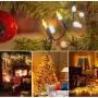 KOUQIYA 100 LED Battery Operated String Lights, 33FT Waterproof Christmas Outdoor String Lights with Timer 8 Modes for Christmas Tree Party Wedding Garden Thanksgiving Home Decoractive, Warm White