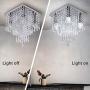 Qihang Mini Modern Crystal Chandelier Half Flush Mount Ceiling Light Fixture Contemporary Square Pendant Lamp for Bedroom Living Room Hallway Dining Room