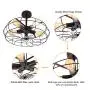 OYI Industrial Laundry Room Light Fixtures, 5 Lights Metal Cage Chandelier, Semi Flush Mount Ceiling Lights Vintage Farmhouse Pendant Hanging Lighting Black