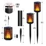 Urvoix Solar Torch Light with Flickering Flame - 4 Pack Waterproof Solar Flame Lights Outdoor with Ground Stakes, Solar Lantern with Hanging Clip Chains for Landscape Garden Pathway