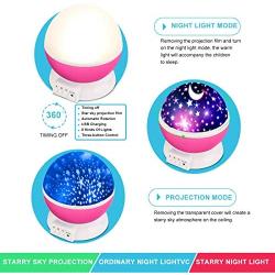 Star Projector, MOKOQI Night Light Lamp Fun Gifts for 1-4-6-14 Year Old Girls and Boys Rotating Star Sky Moon Light Projector for Kids Bedroom Decor (Pink)
