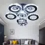 TongLan Crystal LED Ceiling Light Flush Mount 5 Rings Stainless Steel Pendant Lamp Modern Chandelier Lighting Fixture for Foyer Living Room Dining Room (Cool White)