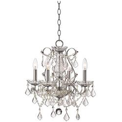 Grace Chrome Chandelier 17'' Wide Clear Crystal 4-Light Fixture for Dining Room House Foyer Kitchen Island Entryway Bedroom Living Room - Vienna Full Spectrum