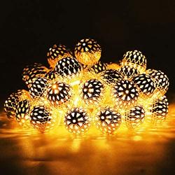 Joiedomi 2 Packs 13.5ft 40 LED Moroccan Globe String Fairy Lights (Warm White) Hanging Battery Operated for Christmas Home Party, Xmas Lanterns Decoration, Diwali Lights Décor