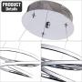 CHYING Modern Pendant Light with Irregular Ring Lights 40W LED Adjustable Chandelier 39.4 inch Ceiling Light Fixture for Dining Room Bedroom Living Room 39.4in Chrome
