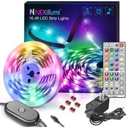 Nexillumi 16.4 Foot LED Strip Lights with Remote Music Sync LED Lights for Bedroom Color Changing SMD5050 RGB LED Strip Lights