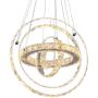 Modern Crystal Chandelier, Living Room Dining Room Big Crystal LED Ceiling Pendant Light Contemporary 3 Rings Adjustable Stainless Steel Lighting Fixtures, Warm White (3r Warm White)