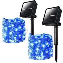 2 Pack Solar String Light Outdoor , 78 Feet 240 LED Outdoor Waterproof Copper Wire 8 Modes Fairy Lights for Garden, Patio,Yard, Christmas, Home, Wedding, Party Decoration （Blue）