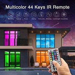 hyrion Led Strip Lights 60ft, 2 Rolls of 30ft RGB Led Lights Strip Kit with 44 Keys Remote Color Changing Led Lights for Bedroom, Home, Kitchen Decoration