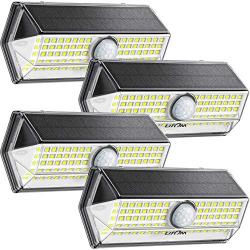 Solar Lights Outdoor, LITOM 100 LED Solar Motion Sensor Lights Outdoor with 4 Optional Modes, Wide-Angle Design,IP67 Waterproof, Easy-to-Install Solar Security Lights