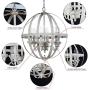 HUITICO Orb Chandelier Oil Rubbed Metal Finish Retro White, 6-Light Globe Chandeliers Dining Room Kitchen Foyer Lighting Fixtures Hanging Farmhouse