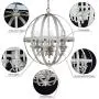 HUITICO Orb Chandelier Oil Rubbed Metal Finish Retro White, 6-Light Globe Chandeliers Dining Room Kitchen Foyer Lighting Fixtures Hanging Farmhouse