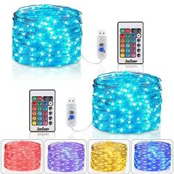 Homestarry Fairy Lights USB Plug String Lights with Remote 33 ft Color Changing Lights 100 LEDs Twinkle Firefly Lights for Bedroom Party Wedding Christmas Tapes (2 Sets Multicolor 16 Color USB Plug)