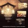 FRIXCHUR Mini Crystal Chandelier Modern Raindrop Ceiling Lighting Flush Mount Pendant Light Fixture for Bedroom Living Room Hallway Dining Room,E12 x 4 Lights
