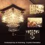 FRIXCHUR Mini Crystal Chandelier Modern Raindrop Ceiling Lighting Flush Mount Pendant Light Fixture for Bedroom Living Room Hallway Dining Room,E12 x 4 Lights