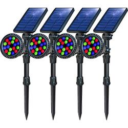 OSORD Solar Lights Outdoor, Upgraded 18 LED Waterproof Color Solar Landscape Spotlights 2-in-1 Adjustable Color Changing Solar Garden Lights for Pathway Yard Patio Lawn Decor, (4 Pack, Multicolor)
