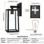 Dusk to Dawn Sensor Outdoor Wall Sconce, Exterior Wall Lantern Fixture with E26 Base Socket, Wall Mount Lights Anti-Rust Waterproof Matte Black Wall Lamp with Clear Glass Shade for Garage, Doorway