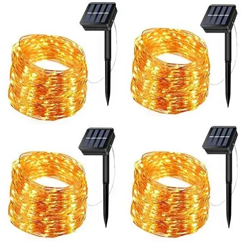LiyuanQ Solar Fairy Lights, 4 Pack 200 LED Solar String Lights 66 Feet 8 Modes Copper Wire Lights Waterproof Outdoor Twinkle Lights for Garden Patio Yard Gate Party Wedding Outdoor Decor Warm White LiyuanQ Solar Fairy Lights, 4 Pack 200 LED Solar String Lights 66 Feet 8 Modes Copper Wire Lights Waterproof Outdoor Twinkle Lights for Garden Patio Yard Gate Party Wedding Outdoor Decor Warm White