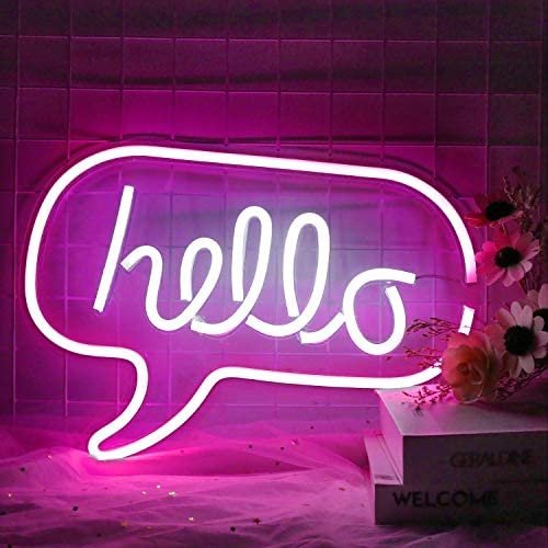 Neon Hello Signs Neon Wall Sign for Cool Light, Wall Art, Bedroom Decorations, Home Accessories, Party, and Holiday Decor (Hello)