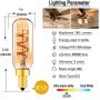 Dimmable T6 Led Bulb Genixgreen Candelabra Led 2200K Amber Glass 150lm 3W E12 T25 Eye Protection Led Filament Bulb CRI 90+ Edison Bulb Equivalent 25W Decorative Lights Bulb for Home Bedroom Pack of 6