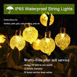 Solar String Lights Outdoor , 50LED Globe Fairy Waterproof Lights , 8 Mode 7M/24Ft Indoor/Outdoor Solar String Lights for Garden, Patio Yard, Home ,Christmas ,Parties ,Wedding (Warm White)