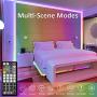 20ft Rainbow Color RGB Led Strip Light, Music Sync Dreamcolor Tape Lights, Dimmable Color Changing Flexible LED Ribbon, RF 44-Key Remote, Waterproof Rope Lighting for Bedroom Party Home Kitchen Gaming