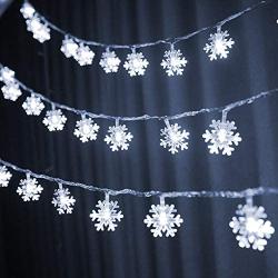 80 LED Christmas Lights, 32.8 ft Snowflake String Lights Fairy Lights Battery Operated Waterproof for Xmas Garden Patio Bedroom Party Decor Indoor Outdoor Celebration Lighting, White