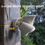 LUTEC 3500 Lumen 45 Watt 45 LED Triple-Head Flood Lights Outdoor Full Metal Design Waterproof Exterior Security Lights for Garage Patio, Garden, Yard-White
