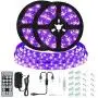 UV Black Light Strip Kit, 33ft LED 12V Flexible Blacklight Nightlights Fixtures with Remote, CIYOYO 2021 10m Ribbon 600 Units Beads for Indoor Bedroom Dance Glow Dark Party Posters Birthday Wedding