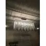 Moooni Modern Rectangular Crystal Chandelier Linear Raindrop Chandeliers Flush Mount Ceiling Light Fixture Hanging Pendant Lighting for Kitchen Island Dining Room L 39.5'' x 10'' W