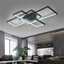 LED Modern Ceiling Light Flush Mount Square Living Room Lamp Dimmable with Remote Control Acrylic-Shade Chandelier Pendant Lighting for Dining Room Bedroom Bathroom Kitchen Fixture (Black)