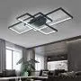 LED Modern Ceiling Light Flush Mount Square Living Room Lamp Dimmable with Remote Control Acrylic-Shade Chandelier Pendant Lighting for Dining Room Bedroom Bathroom Kitchen Fixture (Black)