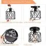 Licperron Semi-Flush Mount Ceiling Light E26 E27 Retro Black Industrial Ceiling Light Fixture for Porch Hallway Kitchen Farmhouse Lighting 2 Pack